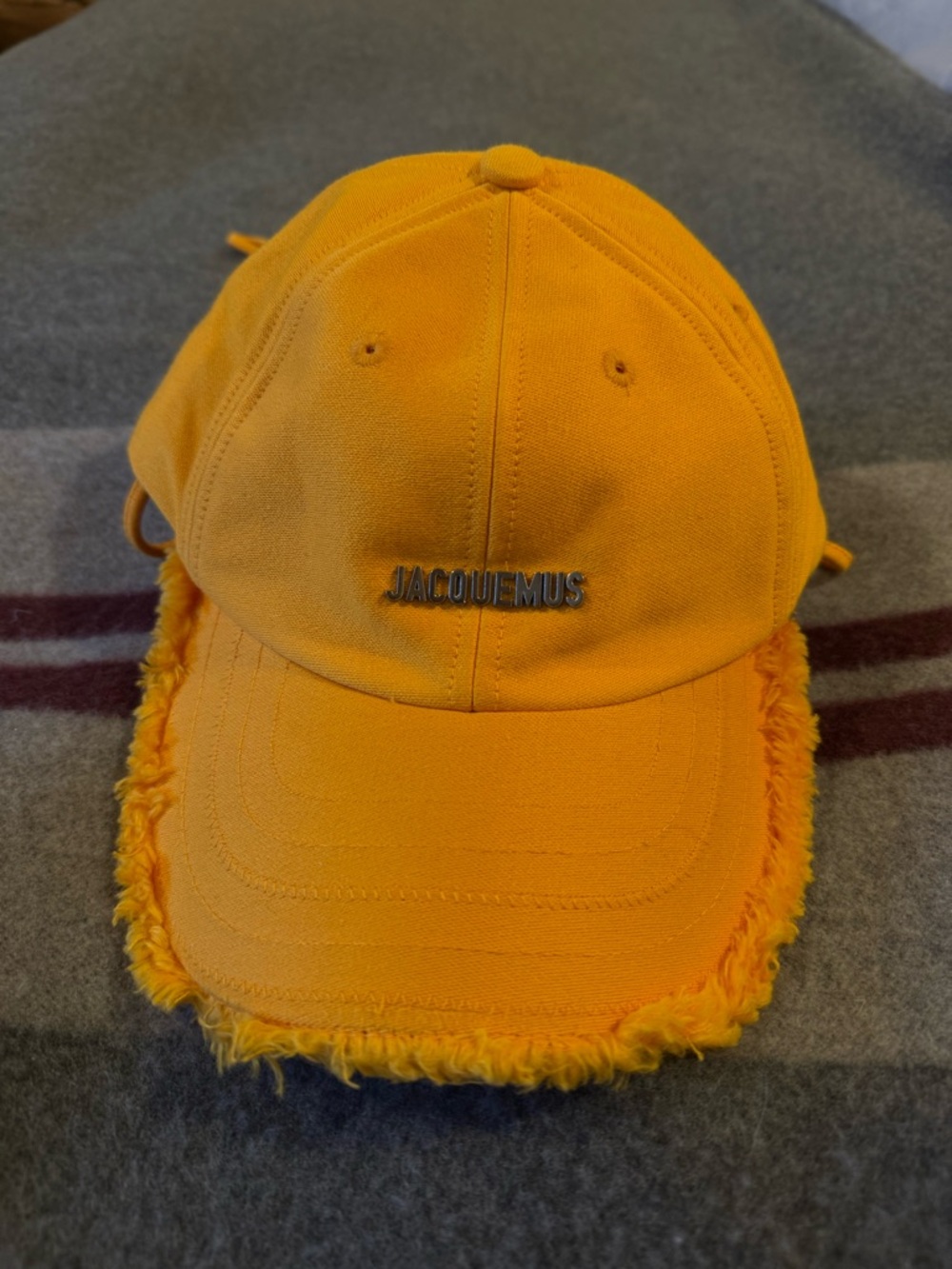 Jacquemus Kids Bright Orange Logo Cap with Fringe Brim - Picture 2 of 4